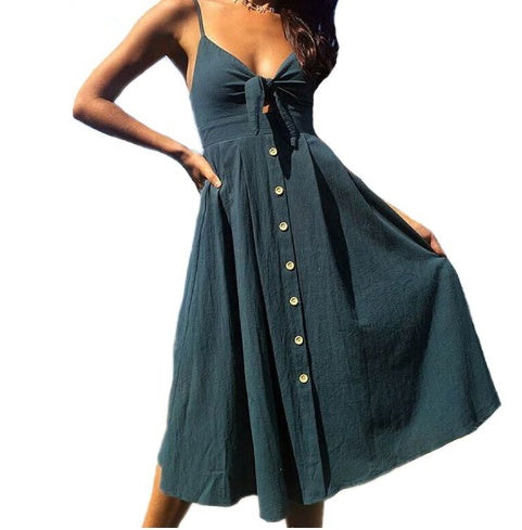 Robe Longue Dos Nu Sans Manches – Élégance Estivale