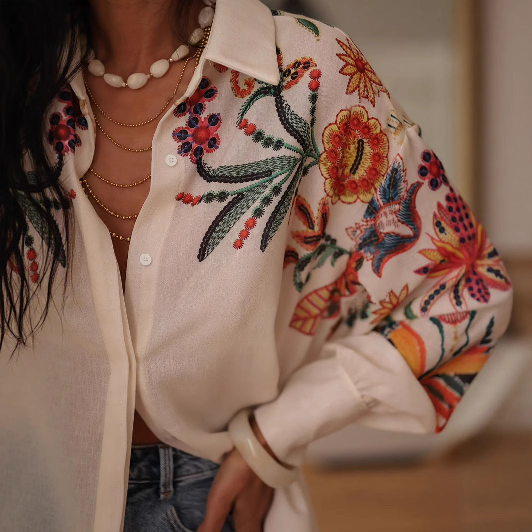 Blouse Longue Imprimée Bohème – Chic Décontracté au Quotidien