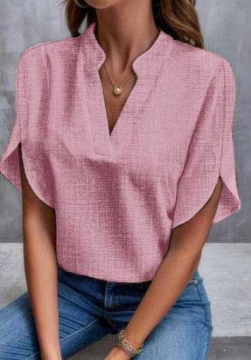 Blouse d’Été à Col V – Élégance Décontractée pour Femme